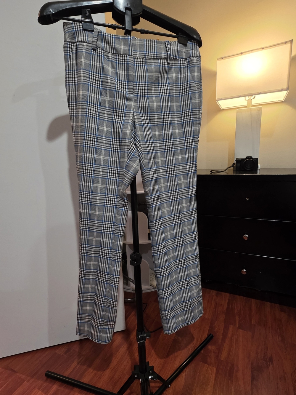 New York & Company Gray and Blue Plaid Women's Dress Pants